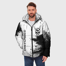 Куртка зимняя мужская Disturbed и рок символ на светлом фоне, цвет: 3D-черный — фото 2