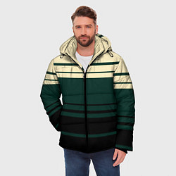 Куртка зимняя мужская Полосы зелёный, цвет: 3D-светло-серый — фото 2