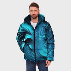 Куртка зимняя мужская Неоновые объемные узоры, цвет: 3D-светло-серый — фото 2