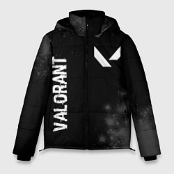 Мужская зимняя куртка Valorant glitch на темном фоне: надпись, символ