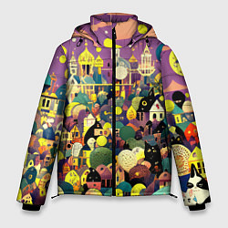 Куртка зимняя мужская Праздничный город, цвет: 3D-черный