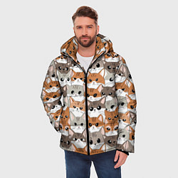 Куртка зимняя мужская Паттерн милые котики, цвет: 3D-черный — фото 2