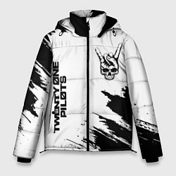 Мужская зимняя куртка Twenty One Pilots и рок символ на светлом фоне