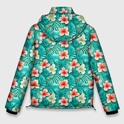Мужская зимняя куртка Летние цветочки паттерн / 3D-Черный – фото 2