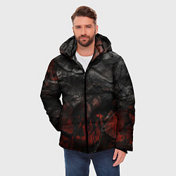 Куртка зимняя мужская Текстура из кожи, цвет: 3D-черный — фото 2