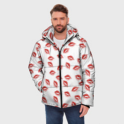 Куртка зимняя мужская Поцелуи - паттерн, цвет: 3D-красный — фото 2