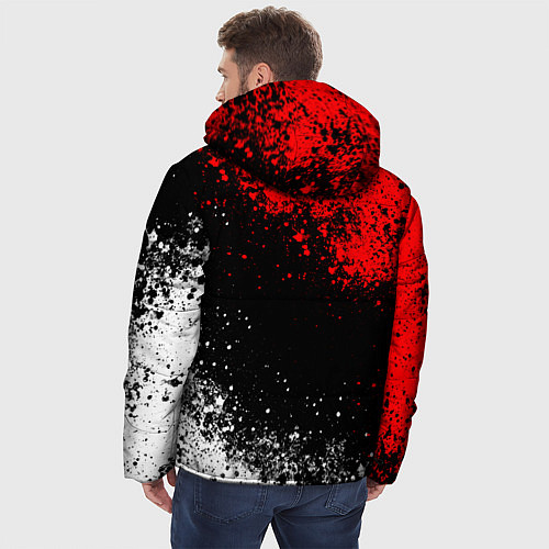 Мужская зимняя куртка Ауди - красный и белый / 3D-Светло-серый – фото 4