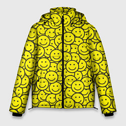 Куртка зимняя мужская Счастливые смайлики, цвет: 3D-черный