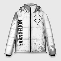 Мужская зимняя куртка Evangelion glitch на светлом фоне: надпись, символ