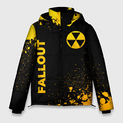 Куртка зимняя мужская Fallout - gold gradient: надпись, символ, цвет: 3D-черный