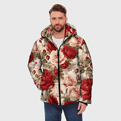 Куртка зимняя мужская Розы паттерн, цвет: 3D-черный — фото 2