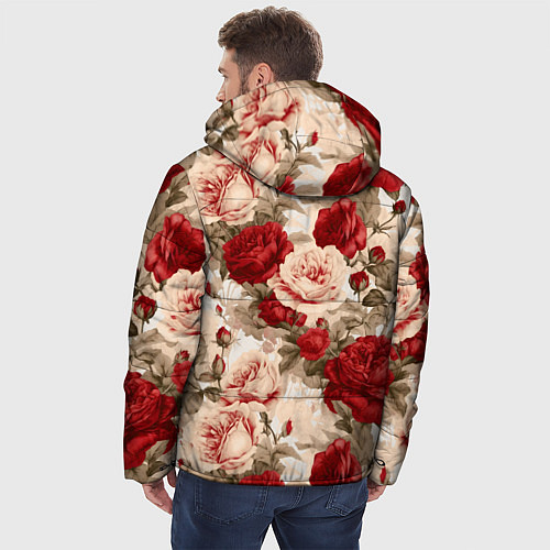 Мужская зимняя куртка Розы паттерн / 3D-Светло-серый – фото 4
