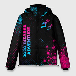 Куртка зимняя мужская JoJo Bizarre Adventure - neon gradient: надпись, с, цвет: 3D-черный