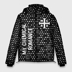 Мужская зимняя куртка My Chemical Romance glitch на темном фоне: надпись