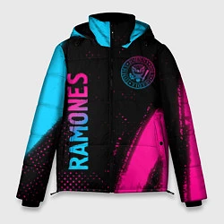 Куртка зимняя мужская Ramones - neon gradient: надпись, символ, цвет: 3D-черный