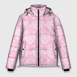 Куртка зимняя мужская Розовое кружево сердечки, цвет: 3D-светло-серый