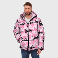 Куртка зимняя мужская Логотип Барби и розовое кружево, цвет: 3D-черный — фото 2