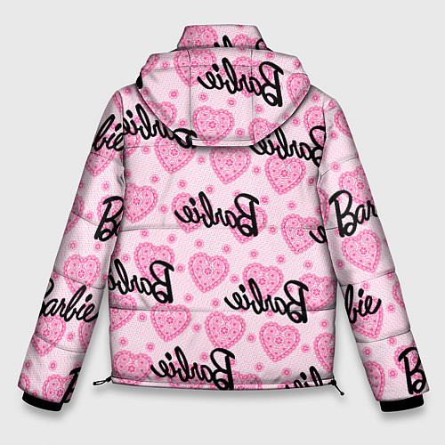 Мужская зимняя куртка Логотип Барби и розовое кружево / 3D-Светло-серый – фото 2