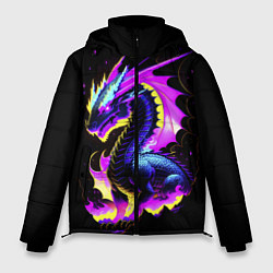 Куртка зимняя мужская Неоновый космический дракон, цвет: 3D-светло-серый