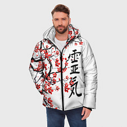 Куртка зимняя мужская Цветущее дерево сакуры, цвет: 3D-светло-серый — фото 2