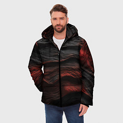 Куртка зимняя мужская Black red texture, цвет: 3D-черный — фото 2