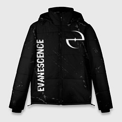 Мужская зимняя куртка Evanescence glitch на темном фоне: надпись, символ