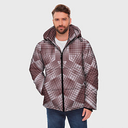 Куртка зимняя мужская В коричневых тонах геометрический узор, цвет: 3D-светло-серый — фото 2