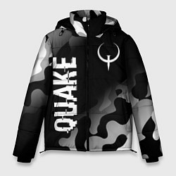 Мужская зимняя куртка Quake glitch на темном фоне: надпись, символ