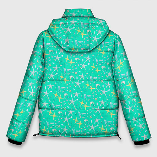 Мужская зимняя куртка Морские звёзды, ракушки / 3D-Черный – фото 2