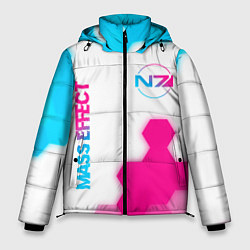 Куртка зимняя мужская Mass Effect neon gradient style: надпись, символ, цвет: 3D-черный