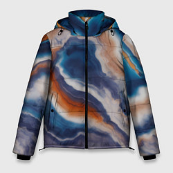 Куртка зимняя мужская Текстура агата сине-оранжевая, цвет: 3D-красный