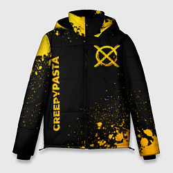 Мужская зимняя куртка CreepyPasta - gold gradient: надпись, символ