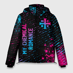 Куртка зимняя мужская My Chemical Romance - neon gradient: надпись, симв, цвет: 3D-черный