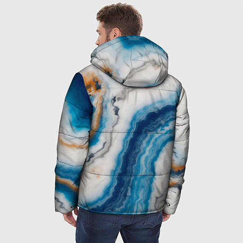Мужская зимняя куртка Узор волна голубой океанический агат / 3D-Светло-серый – фото 4