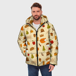 Куртка зимняя мужская Паттерн - осень, цвет: 3D-красный — фото 2
