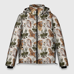 Куртка зимняя мужская Совы и подорожник, цвет: 3D-светло-серый