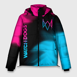 Мужская зимняя куртка Watch Dogs - neon gradient: надпись, символ