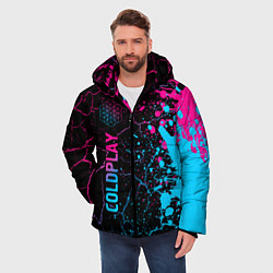Куртка зимняя мужская Coldplay - neon gradient: по-вертикали, цвет: 3D-черный — фото 2