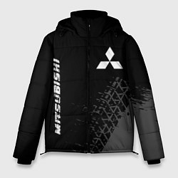 Куртка зимняя мужская Mitsubishi speed на темном фоне со следами шин: на, цвет: 3D-черный