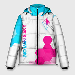 Куртка зимняя мужская No Mans Sky neon gradient style: надпись, символ, цвет: 3D-черный