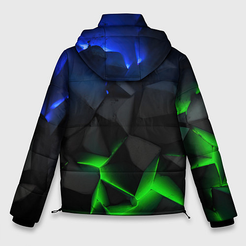 Мужская зимняя куртка Разлом синих и зеленых плит / 3D-Светло-серый – фото 2