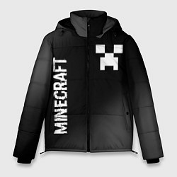 Мужская зимняя куртка Minecraft glitch на темном фоне: надпись, символ