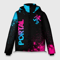 Мужская зимняя куртка Portal - neon gradient: надпись, символ
