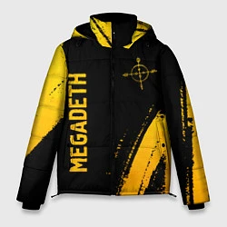 Куртка зимняя мужская Megadeth - gold gradient: надпись, символ, цвет: 3D-черный