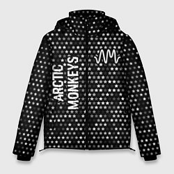 Мужская зимняя куртка Arctic Monkeys glitch на темном фоне: надпись, сим