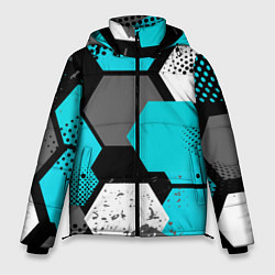 Куртка зимняя мужская Шестиугольники абстрактный фон, цвет: 3D-светло-серый