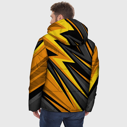 Мужская зимняя куртка Лексус - желтая спортивная абстракция / 3D-Светло-серый – фото 4