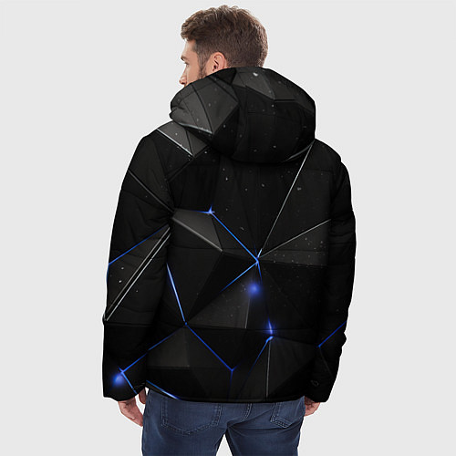 Мужская зимняя куртка Black geometry texture / 3D-Светло-серый – фото 4