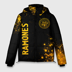 Мужская зимняя куртка Ramones - gold gradient: надпись, символ