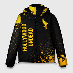 Мужская зимняя куртка Hollywood Undead - gold gradient: надпись, символ